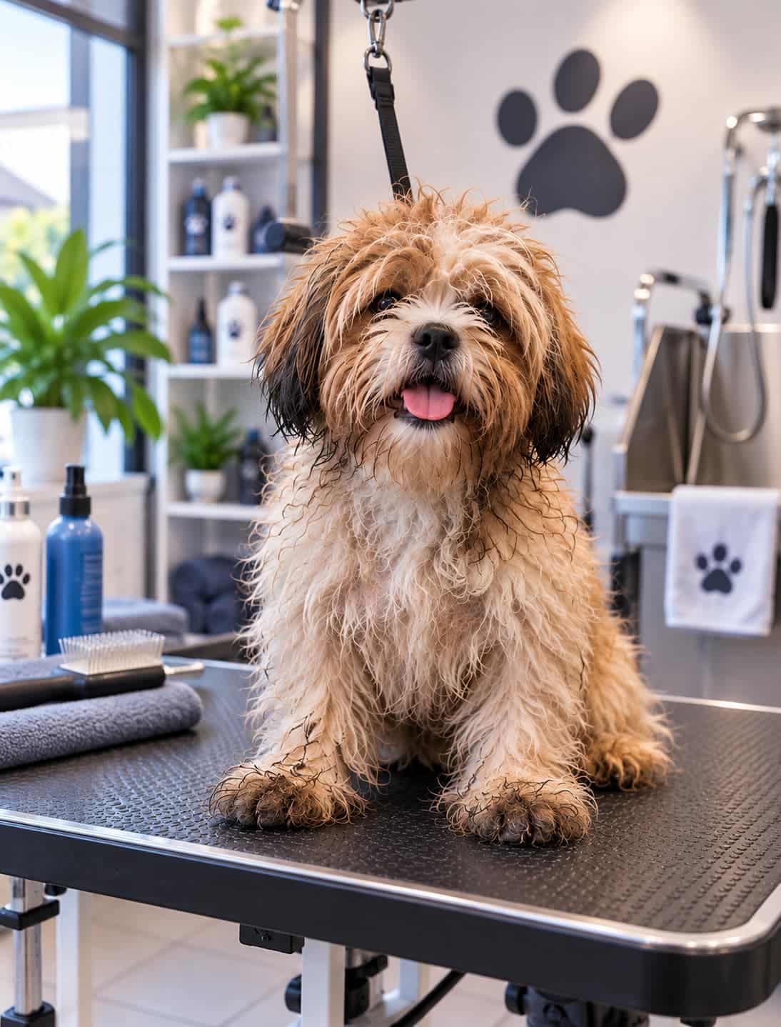 Perro antes del servicio de peluquería